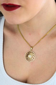 Złota zawieszka Słońce 585 z cyrkoniami  Duży wisiorek damski (4).jpg